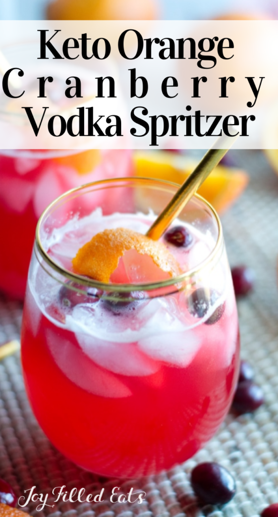 pinterest image for keto cranberry vodka spritzer