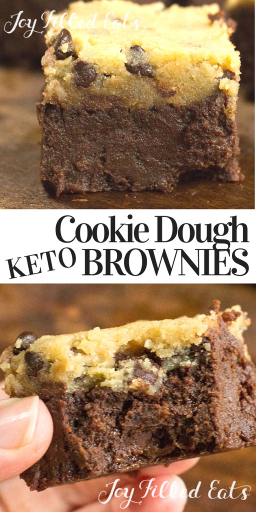 pinterest image for keto cookie dough brownies