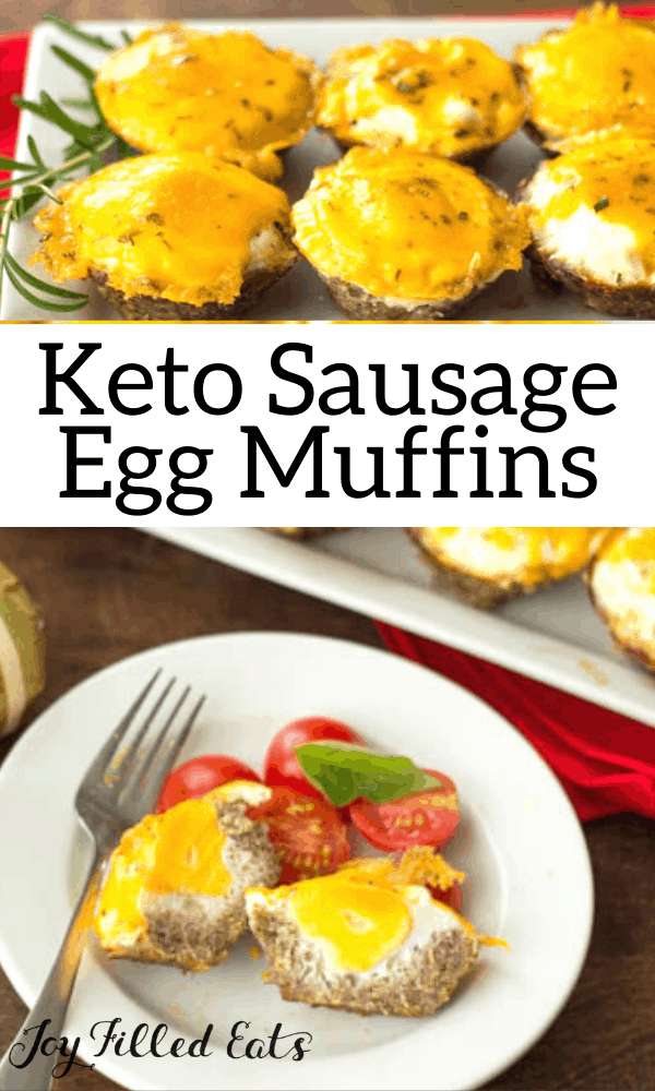 pinterest image for keto sausage egg muffins