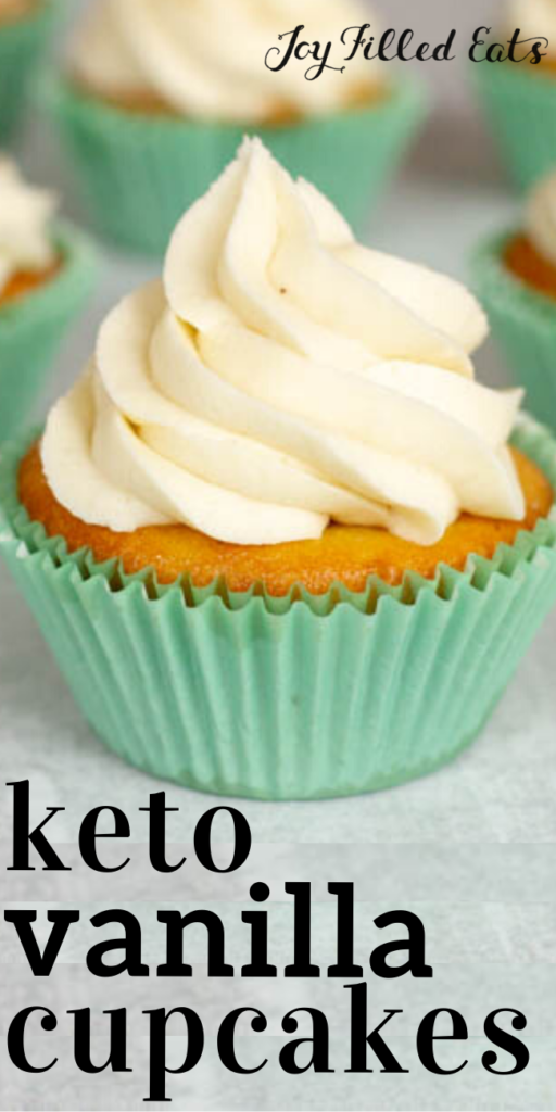 pinterest image for keto vanilla cupcakes