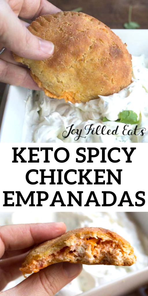 pinterest image for keto spicy chicken empanadas