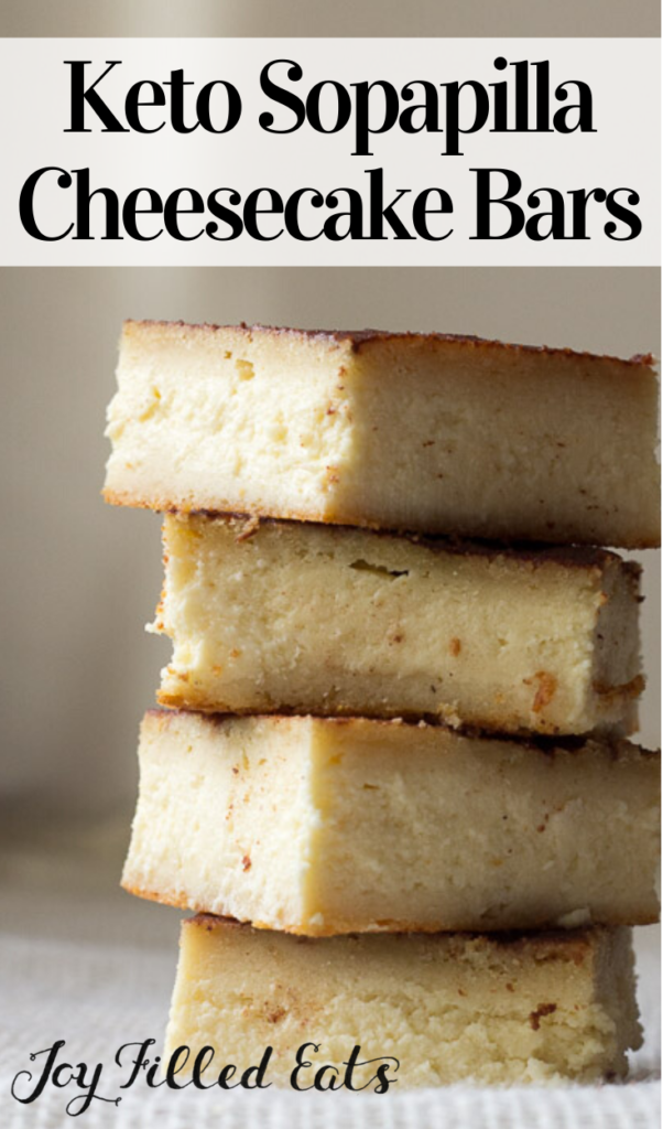 pinterest image for sopapilla cheesecake bars