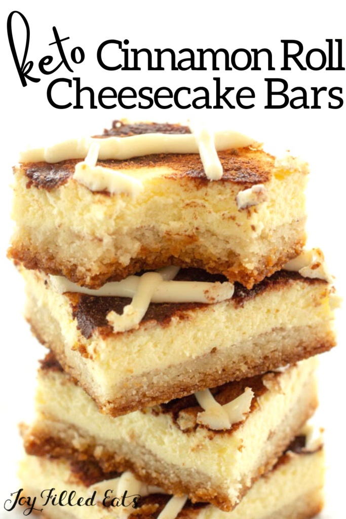 pinterest image for cinnamon roll cheesecake bars