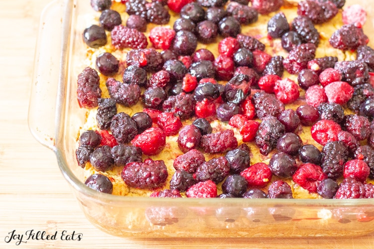 yellow cake topped with mixed berries