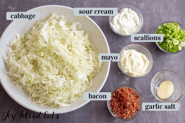 keto coleslaw ingredients in bowls
