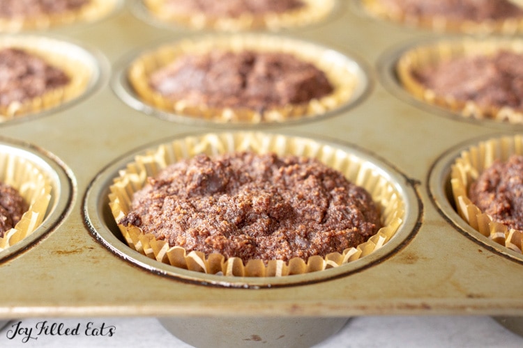 keto chocolate muffins baked in a muffin tin