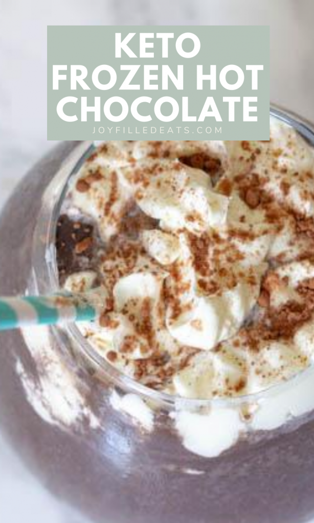 pinterest image for sugar free frozen hot chocolate