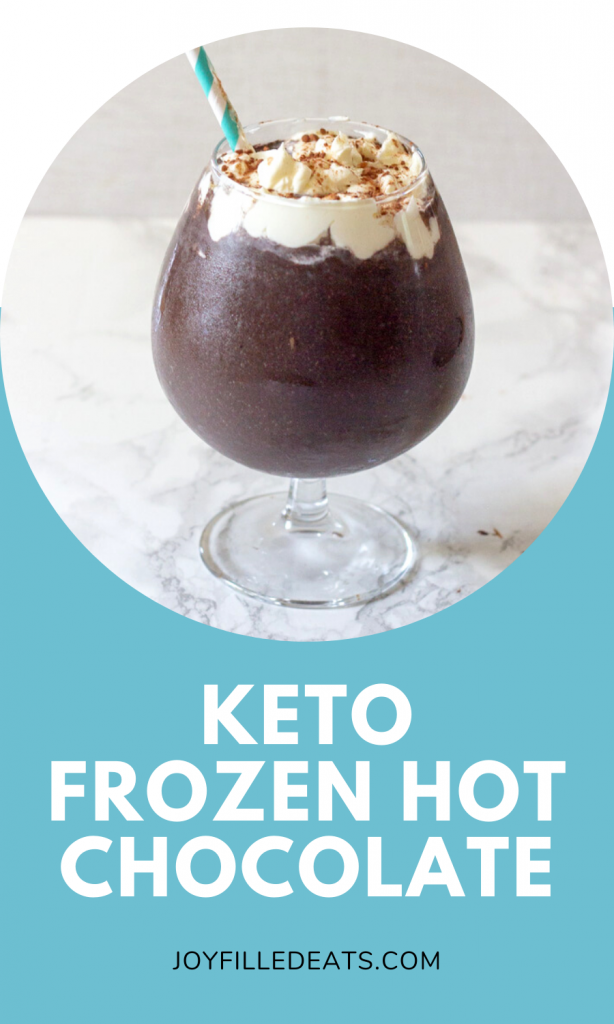 pinterest image for sugar free frozen hot chocolate
