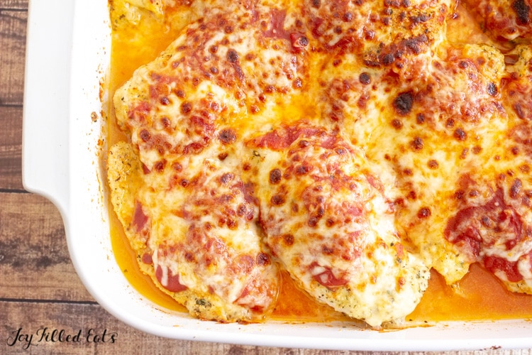 close up of keto chicken parm