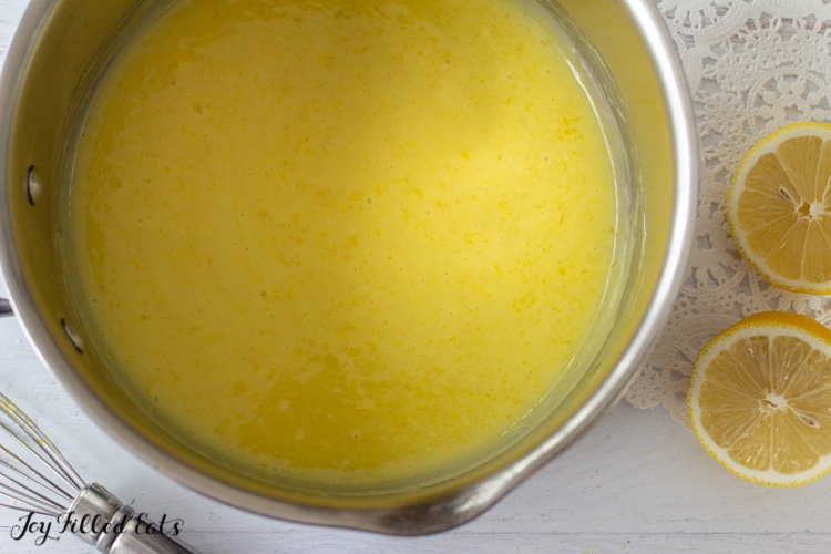 saucepan with lemon curd