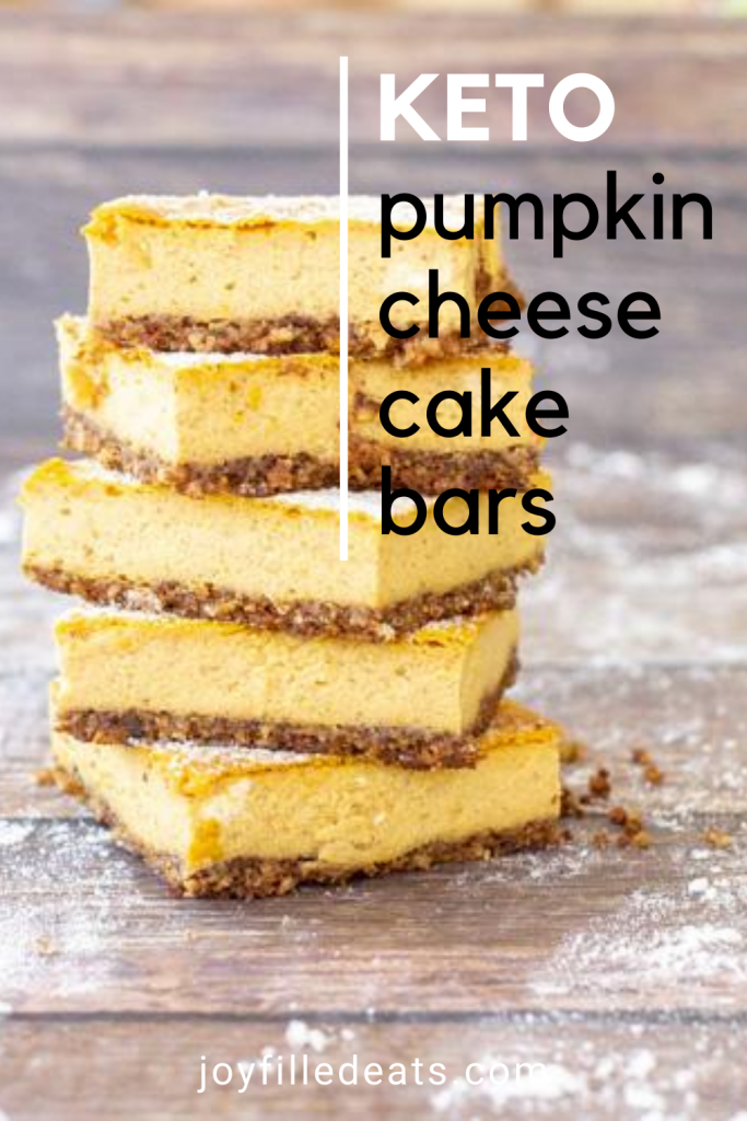 pinterest image for keto pumpkin cheesecake bars