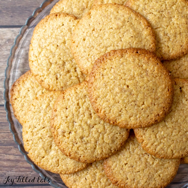 close up of keto almond butter cookies