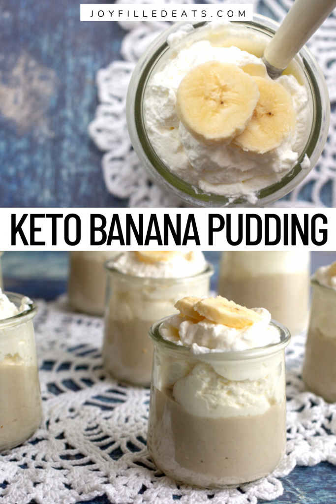 pinterest image for keto banana pudding