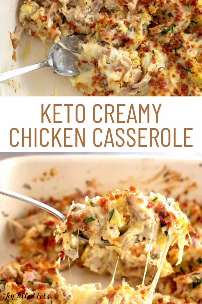 pinterest image for keto creamy chicken casserole