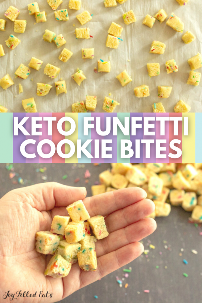 pinterest image for keto funfetti cookie bites