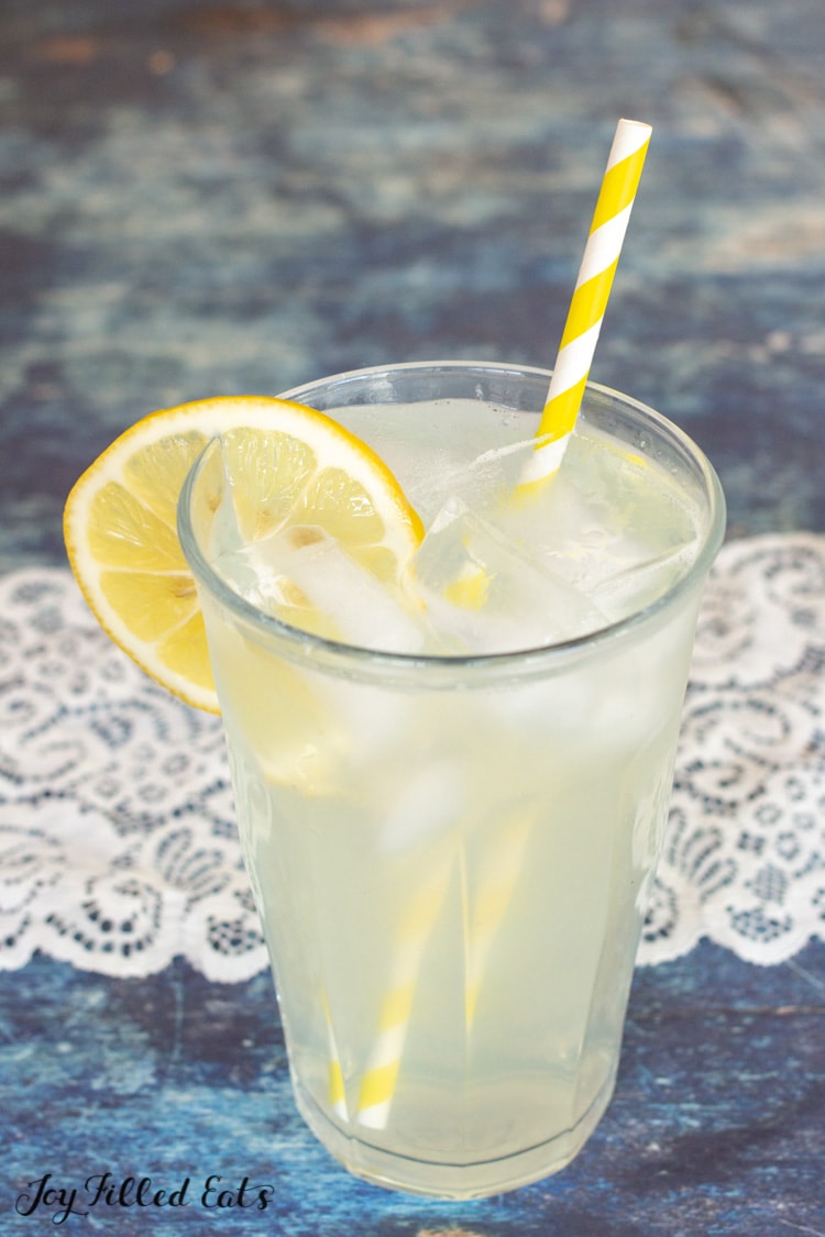 tall glass of ice lemonade