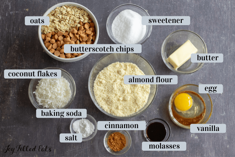 small bowls of ingredients including almond flour and sweetener
