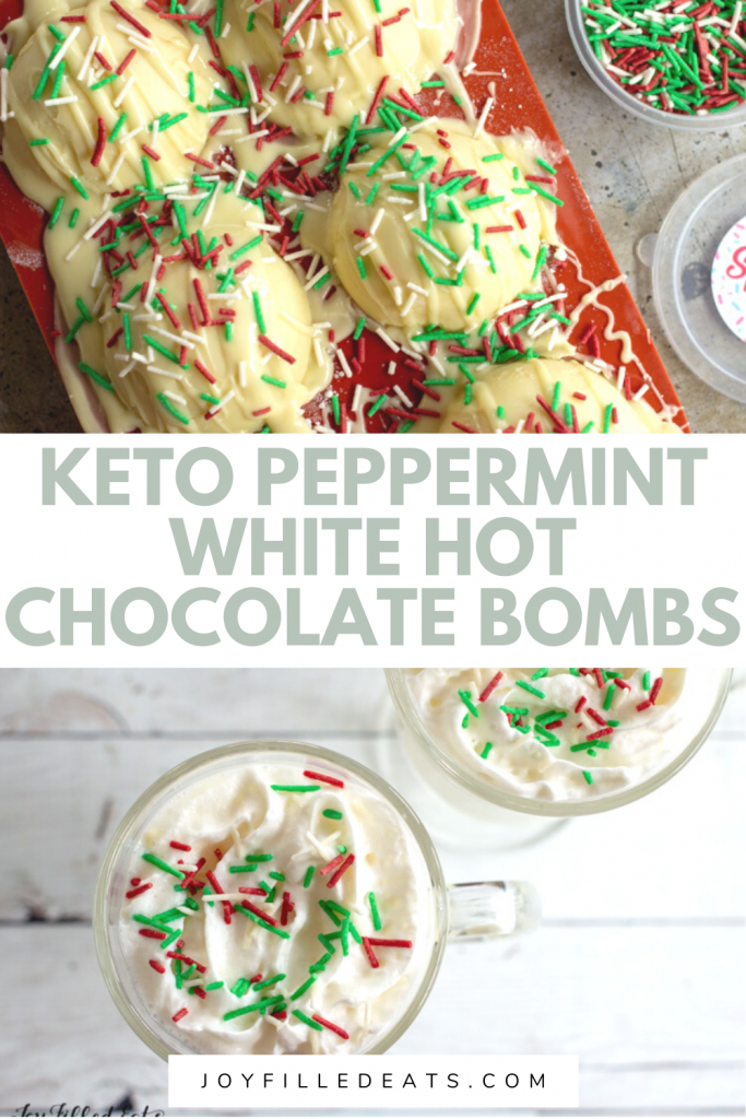 pinterest image for white hot chocolate bombs