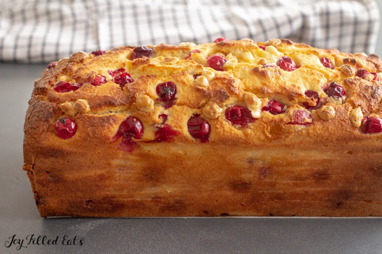 side view of the keto cranberry bread