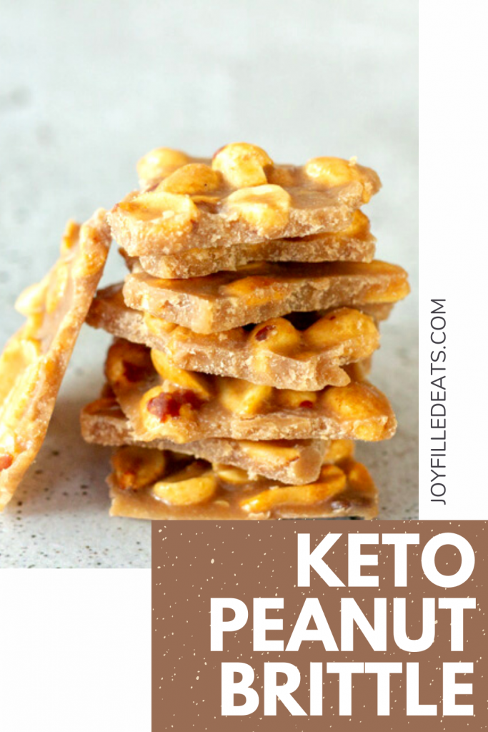 pinterest image for keto peanut brittle