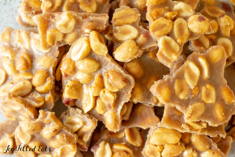close up of the peanut brittle candy