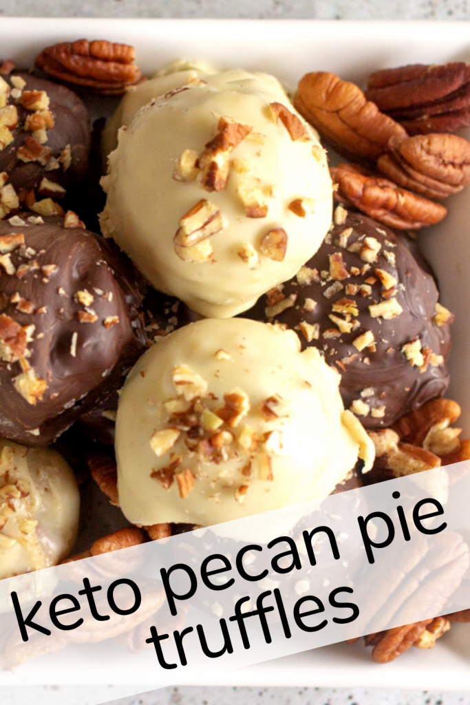 pinterest image for low carb pecan pie truffles