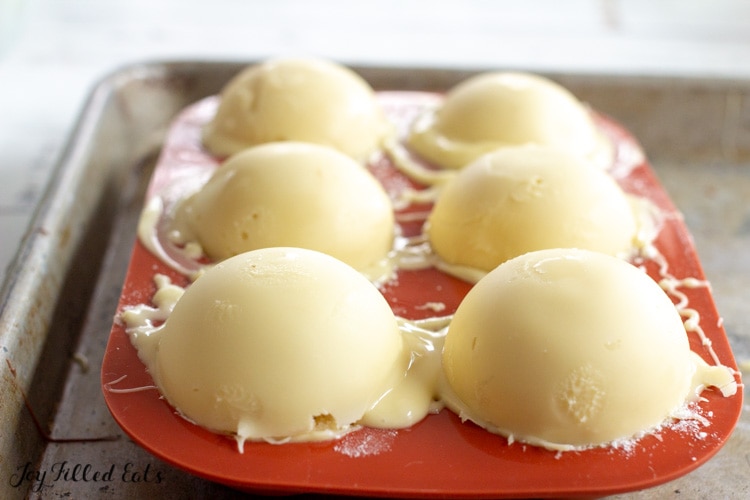 white chocolate balls in a mold