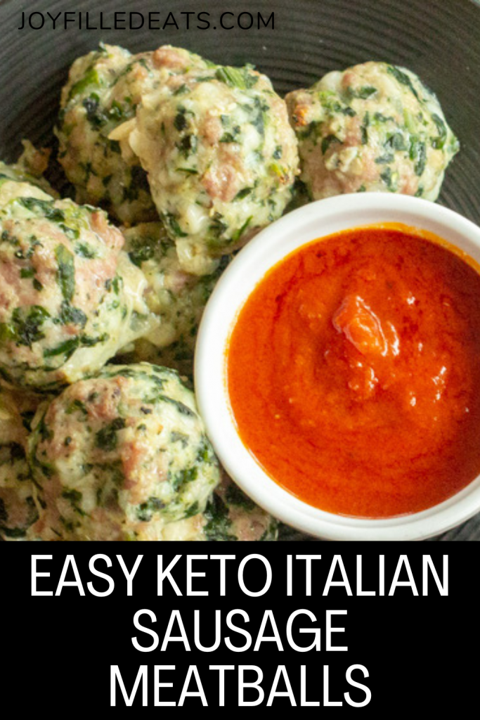 pinterest image for easy keto italian sausage meatballs