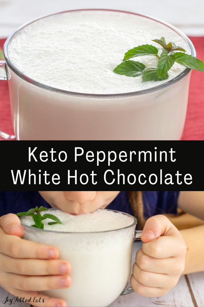 pinterest image for Peppermint White Hot Chocolate