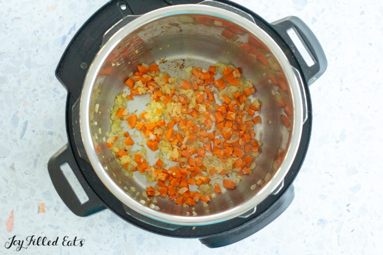 carrots, onions, and celery in the instant pot