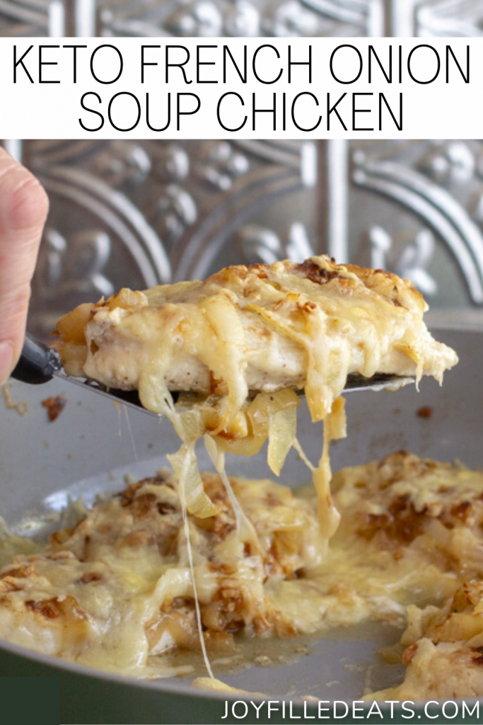 pinterest image for keto french onion soup chicken