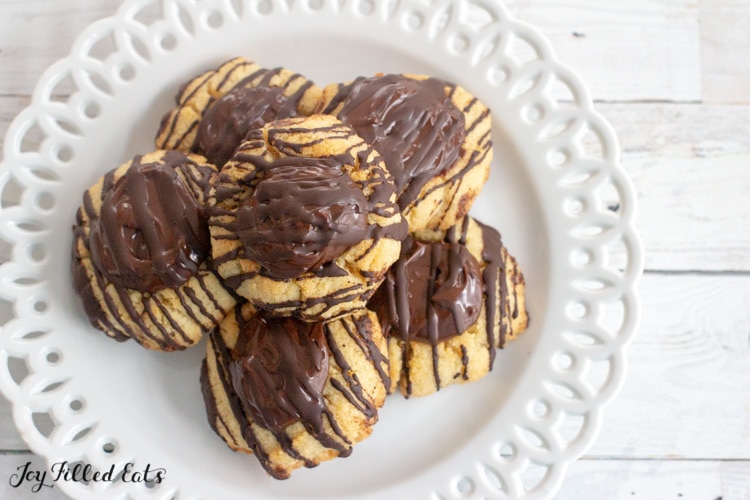 keto nutella cookies on a decorative white plate