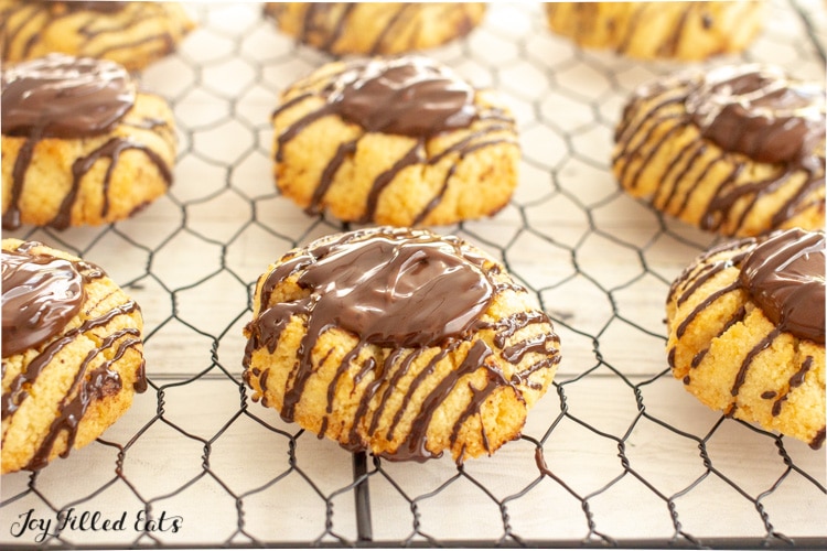 keto nutella cookies on a cooling rack