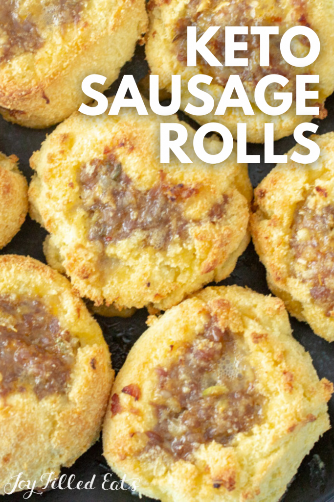 pinterest image for keto sausage rolls