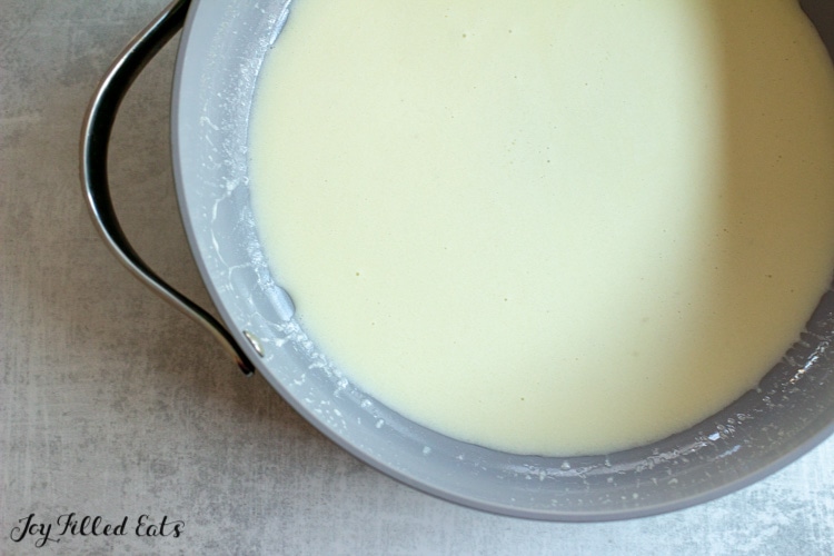 roux made with cream butter and coconut flour in a large skillet