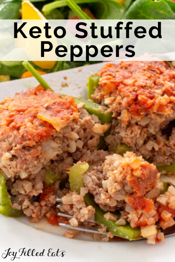 pinterest image for keto stuffed bell peppers
