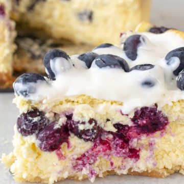 close up of blueberry cheesecake