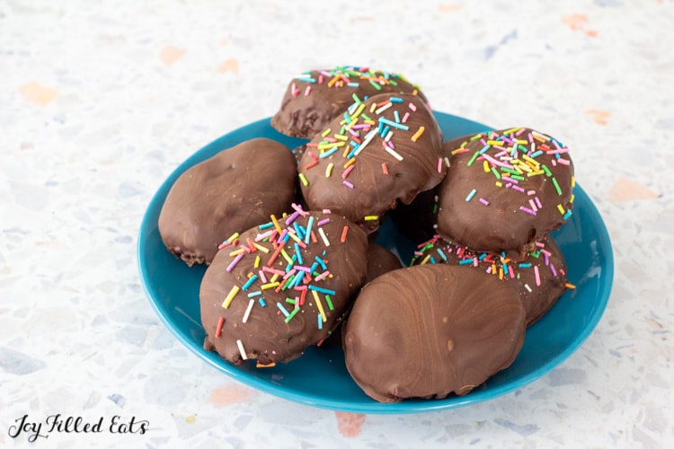 plate with Sugar Free Cookie Dough Eggs