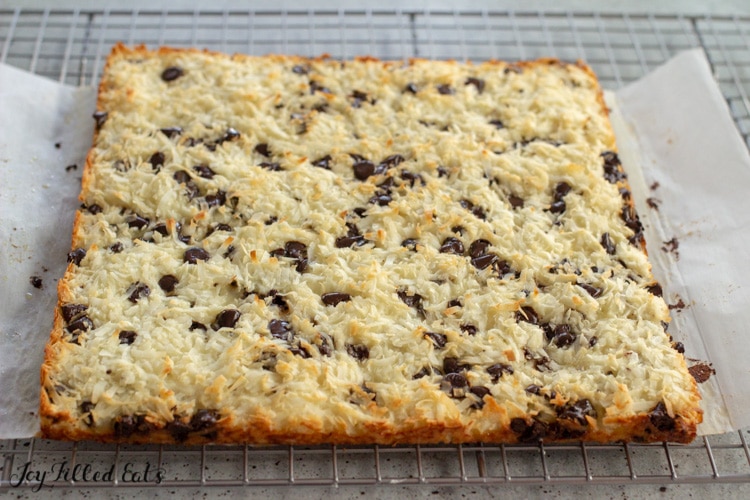 cooling rack with keto coconut bars