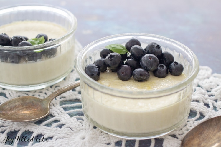 panna cotta with blueberries in a bowl