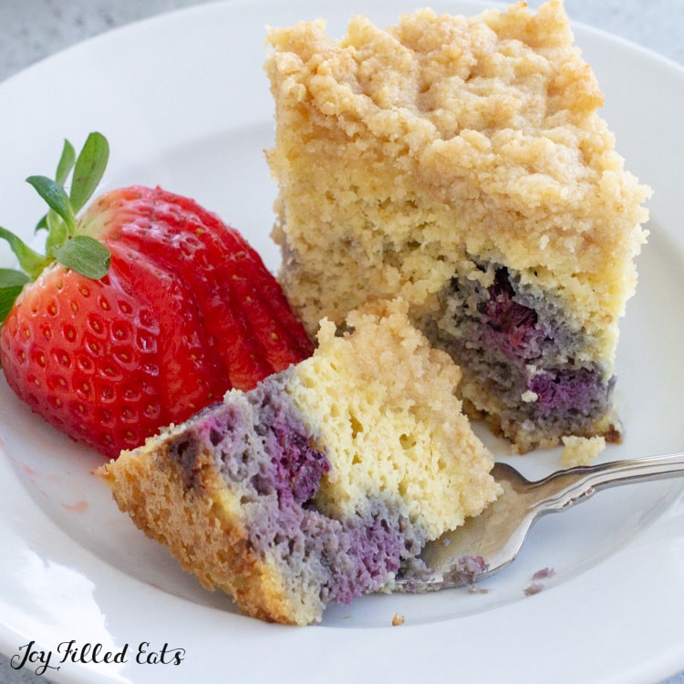 bite of blueberry cake on fork