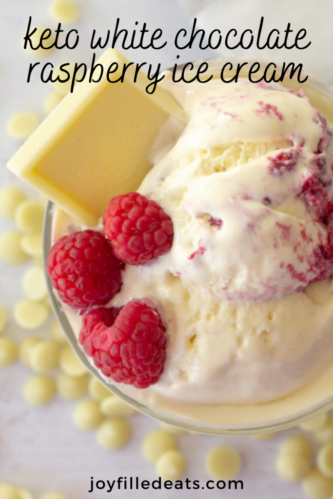 pinterest image for white chocolate raspberry ice cream