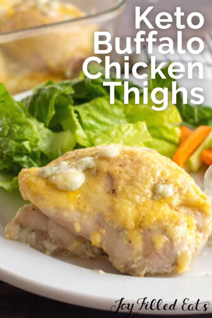 pinterest image for buffalo chicken thighs