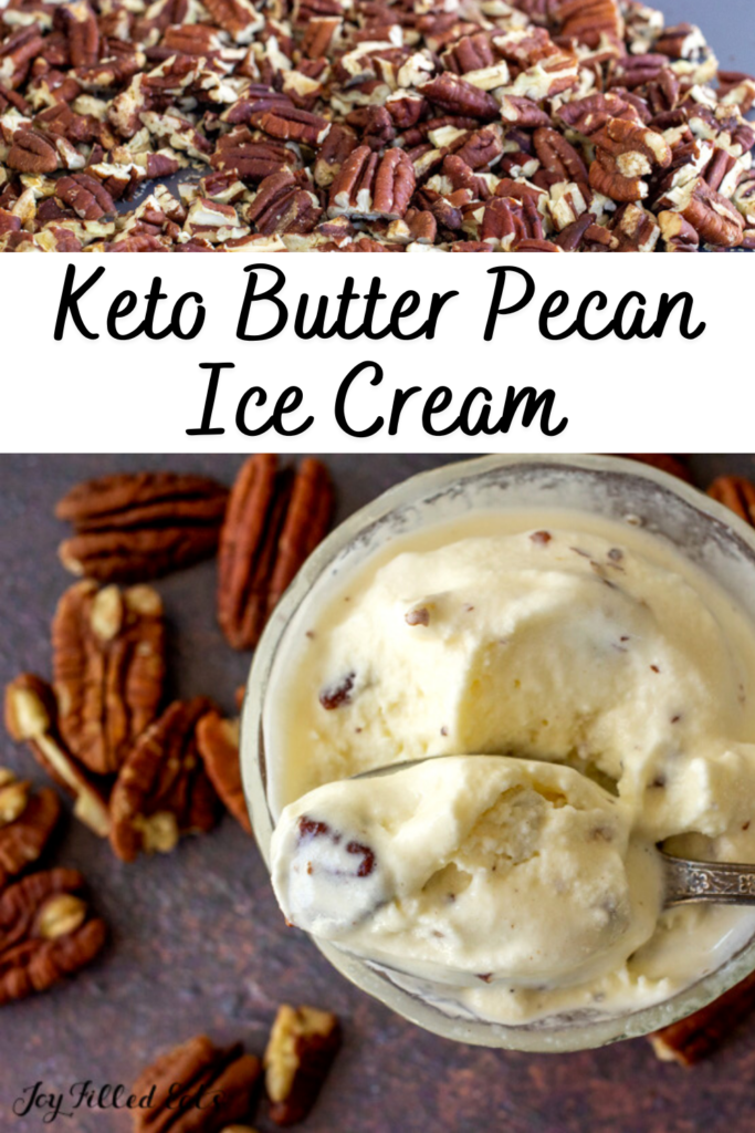 pinterest image for keto butter pecan ice cream