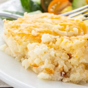 close up of cheesy cauliflower rice