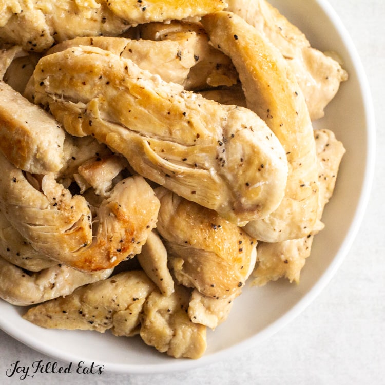 close up on a plate of instant pot chicken tenders