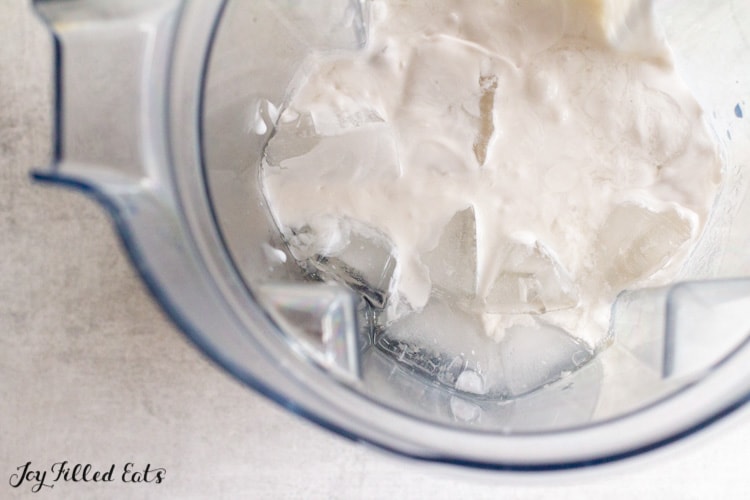 blender with ice and coconut milk