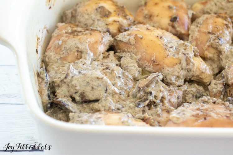 casserole with chicken thighs and mushroom sauce