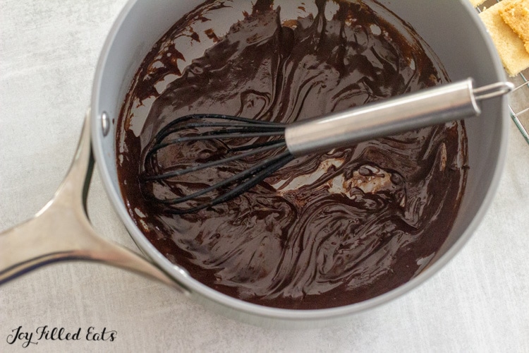 chocolate topping in small saucepan