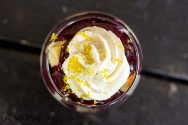 overhead shot of keto trifle in glass
